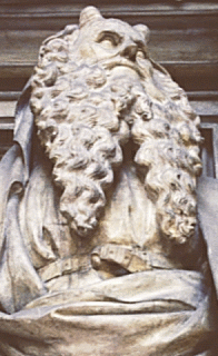 Sluter Mózes-szobra feje Dijonban. Claus Sluter (1350-1406), Mózes-kút, Chartreuse de Champmol, Dijon